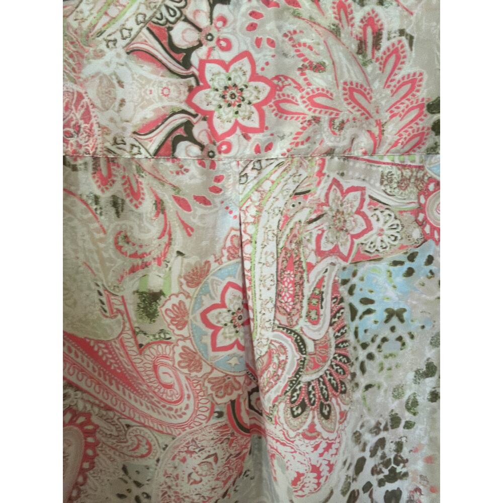Chico's Floral Blouse Women's Size Large 2 Pink Green Animal Print Sheer Top - Picture 7 of 7
